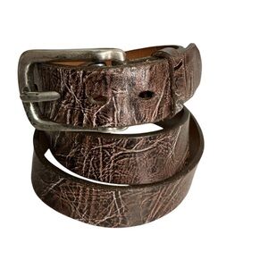 Martin Dingman Brown Distressed Leather Belt Silver Buckle USA Preowned 38
